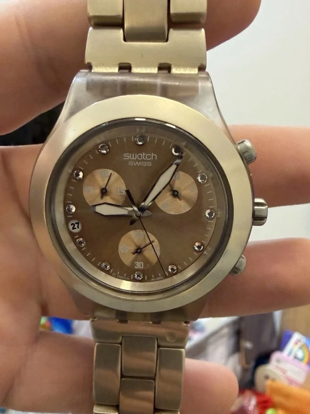 Swatch Irony Diaphane Full Blooded Gold Chronograph Watch 43mm SVCK4032G